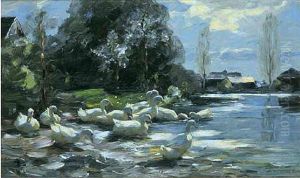 Enten In Fruhlingslandschaft