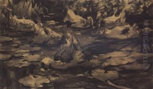 Enten Im See Zwischen Wasserrosen by Alexander Max Koester