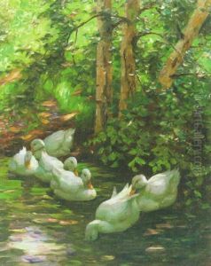 Enten In Der Morgensonne by Alexander Max Koester