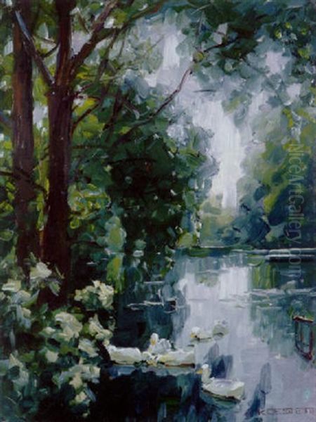 Parklandschaft Mit Weisen Enten - view 1