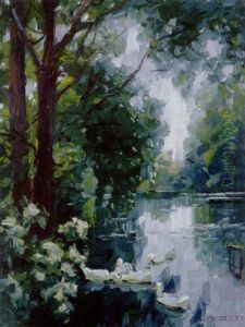 Parklandschaft Mit Weisen Enten by Alexander Max Koester