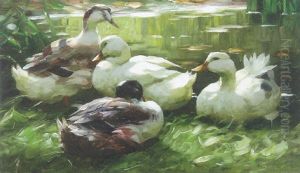 Ducks By A Quiet Pool by Alexander Max Koester