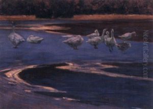 Ducks At A Stream by Alexander Max Koester