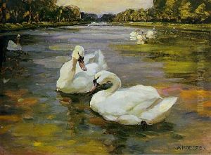 Schwane In Nymphenburg by Alexander Max Koester