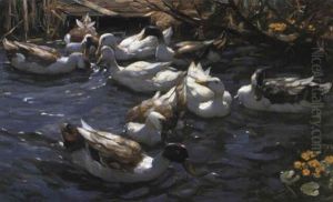 Zehn Enten Im Schilf by Alexander Max Koester