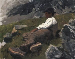 Almhirt Im Sonnenlicht Am Wiesenhang by Alexander Max Koester