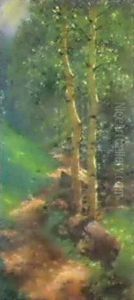 Sonniger Waldweg Mit Birken Bei Clausen In Tirol by Alexander Max Koester