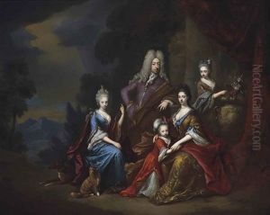 A Family Portrait In A Landscape by Roelof Koets the Younger