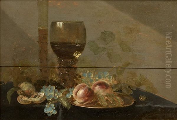 Nature Morte Au Romer, Raisins Et Peches - view 1