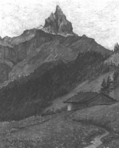 Alpenlandschaft Mit Blick Auf Den Petite Dent De Morcles by Achille Koetschet