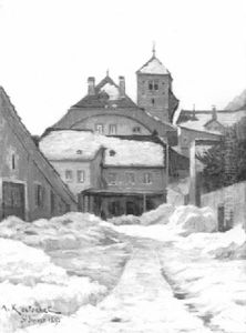 St-imier Im Winter Mit Veschneiter Strasse by Achille Koetschet