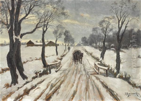 Winterlandschaft Mit Pferdegespann - view 1
