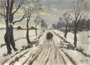 Winterlandschaft Mit Pferdegespann