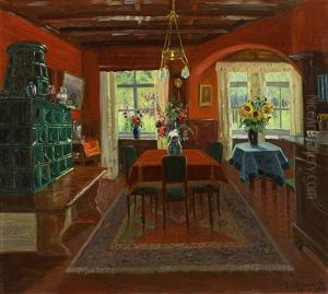 Interieur Eines Gutburgerlichen Esszimmers, Des Roten Salons