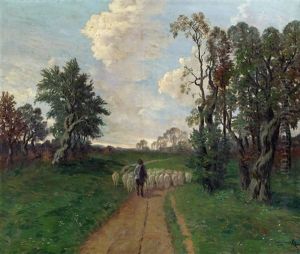 Landstrase Mit Schafherde Landstrase Mit Schafherde