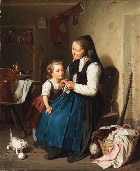 Grandmother Knitting - view 1
