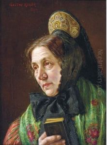 A Woman Holding A Book by Gustav Koehler