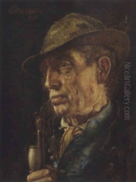 Portrait Of A Bavarian Gentleman Smoking A Pipe - view 1