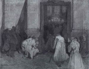 Bettler Vor Dem Kirchenportal by Hans Kohlschein