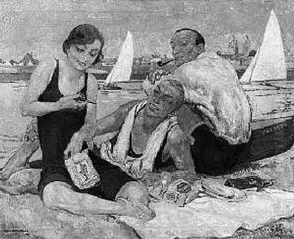 Pfeiferauchen Nach Einem Picknick Am Strand - view 1