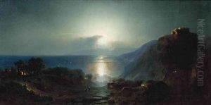 A Seascape In Moonlight by Julius Koehnholz