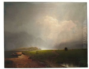 Sommerliche Erntelandschaft In Oberbayern Oder Osterreich by Julius Koehnholz