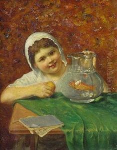 Madchen Mit Einem Goldfisch Im Glas