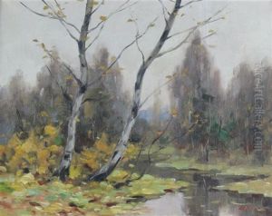Fall Landscape With Birch by Rudolf Koivu