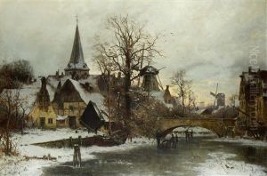 Canal Scene Under Snow