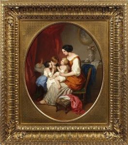 Junge Mutter Mit Ihren Kindern by Joseph Beaume