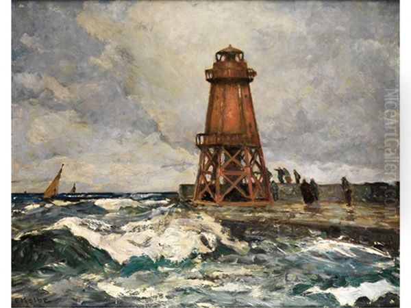 Leuchtturm Vor Sturmischer See - view 1