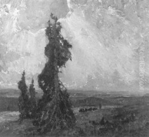 Wettertannen In Mittelgebirgslandschaft by Ernst Kolbe