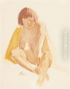 Kauerndes Madchen Mit Gelbem Umhang by Georg Kolbe
