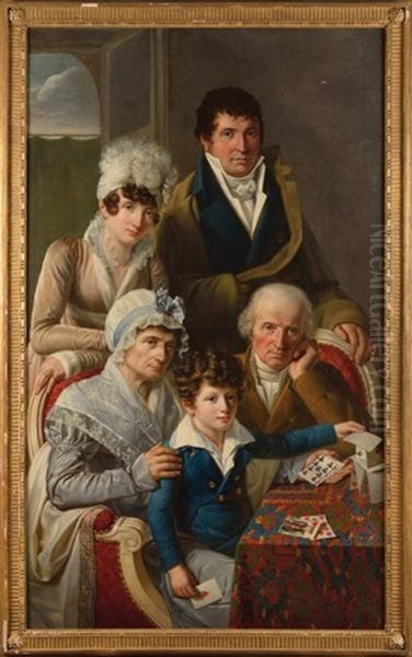 Portrait De Famille Autour D"un Jeu De Cartes - view 1