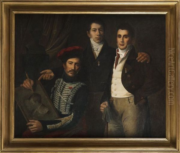 Portrait D"un Militaire Et Ses Deux Fils - view 1