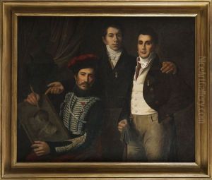 Portrait D"un Militaire Et Ses Deux Fils