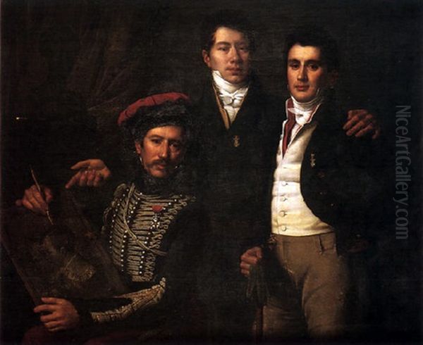 Portrait De Trois Jeunes Hommes - view 1