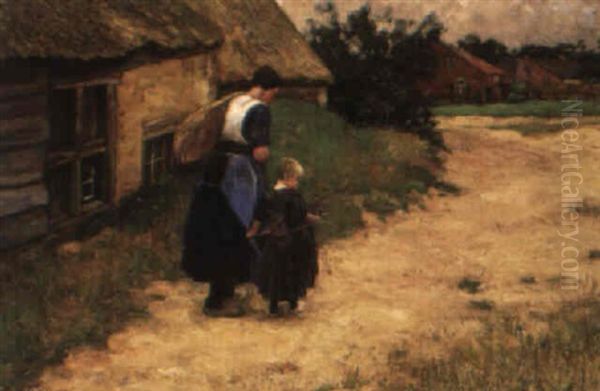 Op Weg Naar Huis- A Peasant Woman With Her Daughter On A Path - view 1
