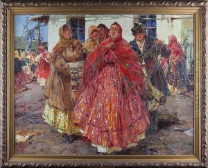 Jeunes Paysannes Russes En Tenue Traditionnelle