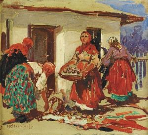 Paysannes Au Marche by Sergei Kolesnikoff