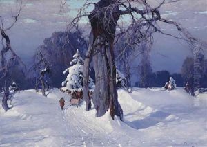 Through The Snowy Woods by Stepan Feodorovich Kolesnikov