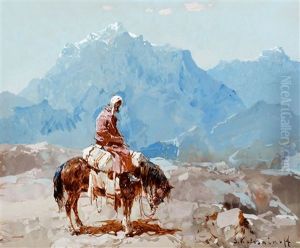 Bedouine Rider In The Mountains by Stepan Feodorovich Kolesnikov