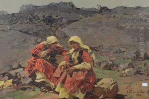 Paysannes En Montagne by Stepan Feodorovich Kolesnikov