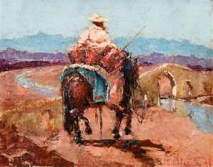 Man And Horse by Stepan Feodorovich Kolesnikov