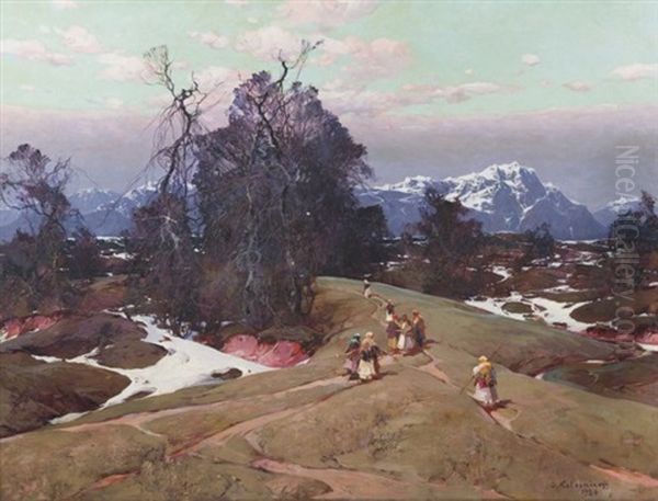 A Path Through The Winter Mountain Landscape - view 1