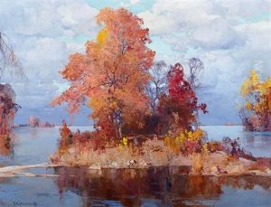 Insel In Der Save Bei Belgrad by Stepan Feodorovich Kolesnikov