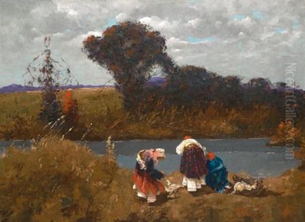 Washerwomen By The River - view 1