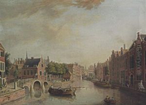 Amsterdam: A View Of The Spui And The Bridge Of The Kalverstraatt, The Tower Of The Zuiderkerk In The Background