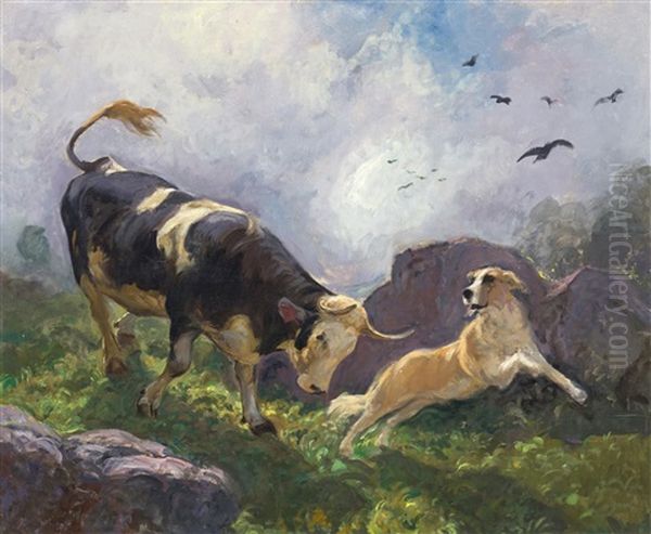 A Cow And Dog In The Mountains - view 1