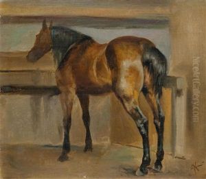 Horse In A Stable by Johann Rudolf Koller
